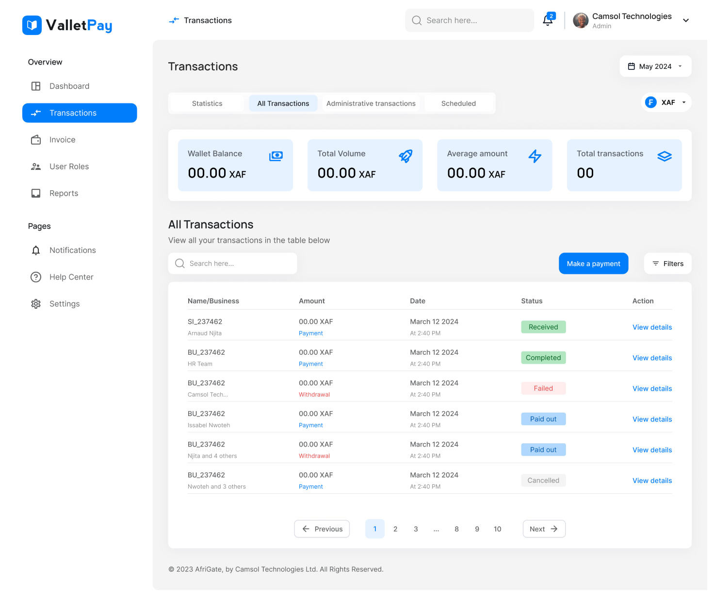 ValletPay API integration documentation